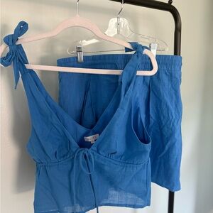 Billy J Coord Set; Blue Tie Front Tank with Matching Skirt